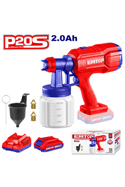 EMTOP Πιστόλι βαφής με 1 μπαταρία 2.0Ah, 800ml - ELSG20256