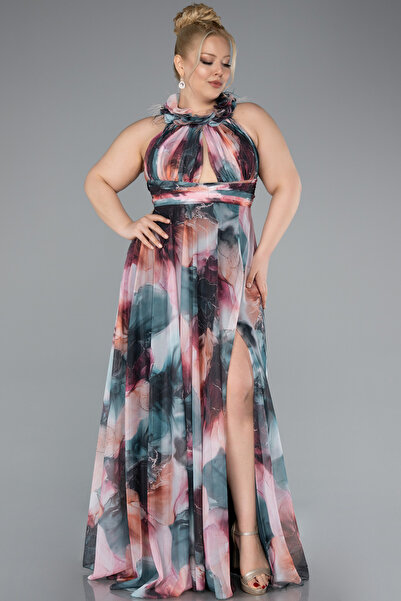 Abiyefon Soğan Kabuğu Empirme Uzun Büyük Beden Mezuniyet Elbisesi ABU4902