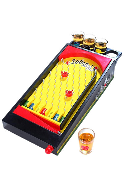 Flippy Joc de masă de pinball cu pahare de shot, 40 x 17,7 cm, galben