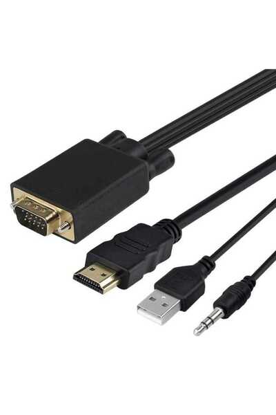OEM Cablu adaptor VGA+JACK 3.5 mm - HDMI tata-mama 1.5m ADAPVGA-HDMI 1.5