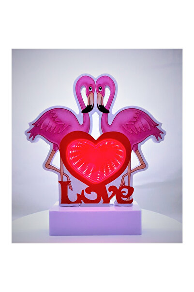 Toolsy Lumină decorativă cu baterii/cablu neon Flamingo Love, 20 cm, alb rece