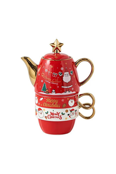 Toolsy Set de ceai, Flippy, Temă de Crăciun, Ceainic 450 ml, 2 Căni 250 ml, M...