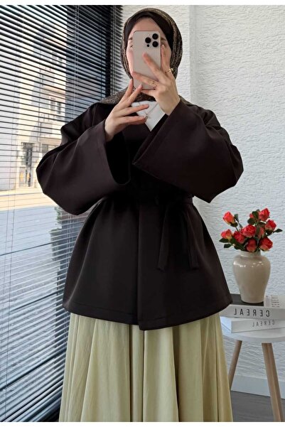 by nursel çiçek Women's Trend Double Breasted Collar Flounce Sleeve Kimono