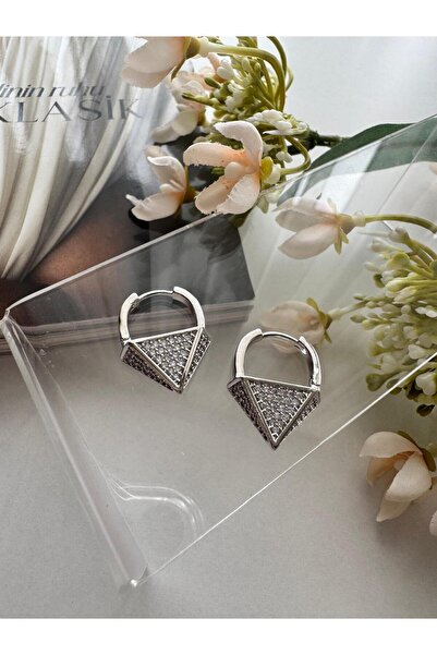 MODA Gümüş Rengi 17 mm Sallantılı Taşlı Vip Küpe