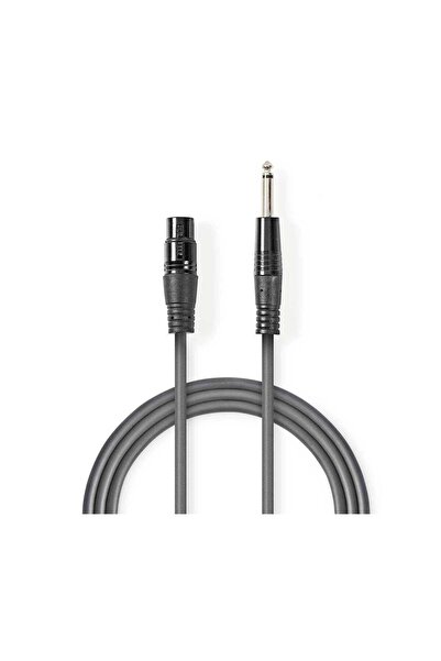 Nedis Cablu stereo XLR cu 3 pini mamă - 6,35 mm mascul 10 m gri