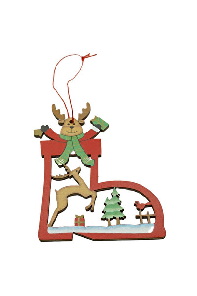 Toolsy Ornament de Crăciun cu cerb, Flippy, multicolor, lemn, 10 cm