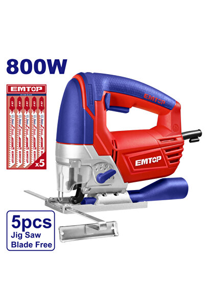 EMTOP Electric jigsaw 800W, 5 blades included - EJSW8001,