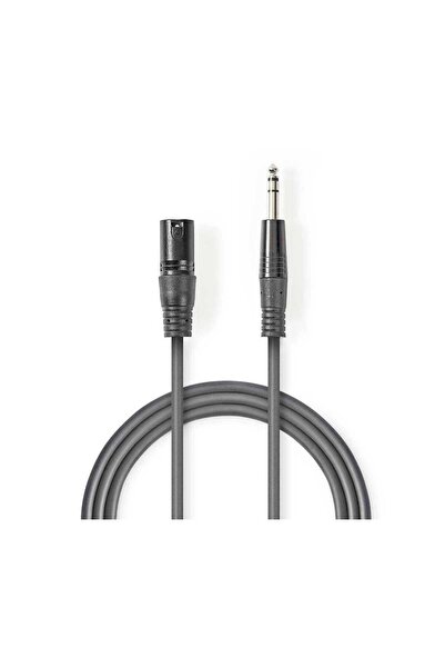 Nedis Cablu XLR stereo XLR cu 3 pini mascul la jack 6,3 mm mascul 1,5 m gri