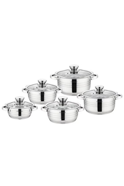 cheffinger Set 10 piese, cratite cu capac CF-SS10, inox, 16-18-20-22-24cm/1.5...