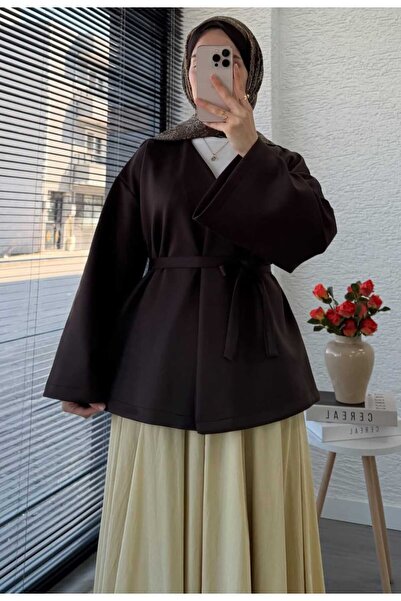 by nursel çiçek Women's Trend Double Breasted Collar Flounce Sleeve Kimono