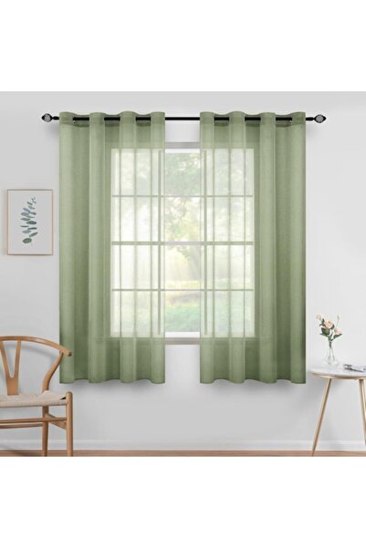TIANSHU Set 2 Bucati Draperie, Semitransparenta 140 X 160 Cm, Verde - CN
