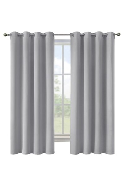 MIULEE Set 2 Draperi, Tip Blackout, Catifelata, 140 x 160 cm, Gri