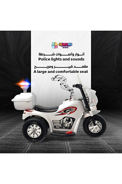 ALBADER Electric Motorcycle Ride‑On 6 V for Kids with Police Lights, Electric Police Motorcycle, Ride Bike