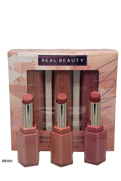 real beauty ملمع شفاه عالي الجودة Rouge A Leavres 3 قطع