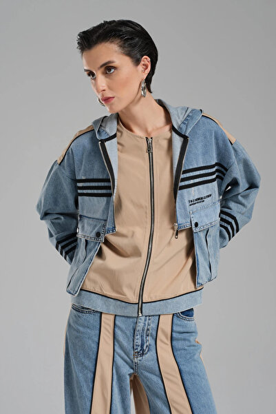 it's basic Tw3 Women's Two-Color Garnished Detachable Design Jacket and Vest