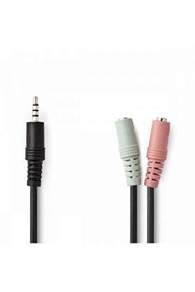 Nedis Adaptor audio pentru casti Jack 3.5 mm tata - 2x 3.5 mm mama 0.2m negru