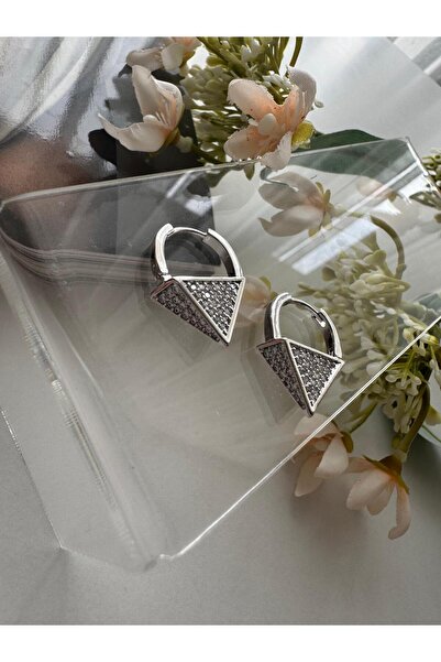 MODA Gümüş Rengi 17 mm Sallantılı Taşlı Vip Küpe