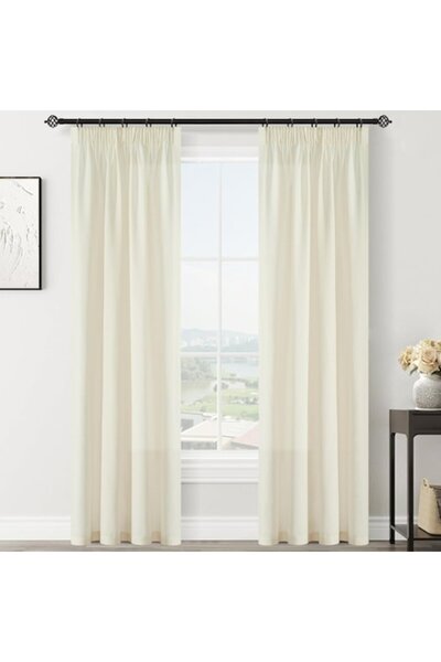 MIULEE Set 2 Semi-opaque Curtains, 145 x 132 cm, Beige - CN