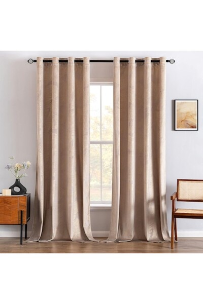 MEEDEN Set 2 Draperii, Tip Ocapa, Desing Modern, 140 x 245 cm, Bej