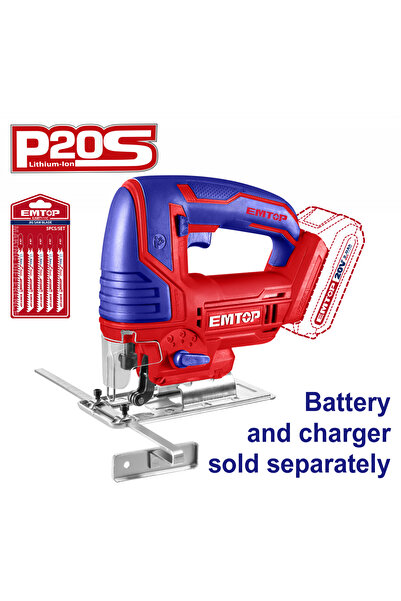 EMTOP Ferăstrău pendular fără baterie și încărcător, 5 lame incluse - ELGS208501,