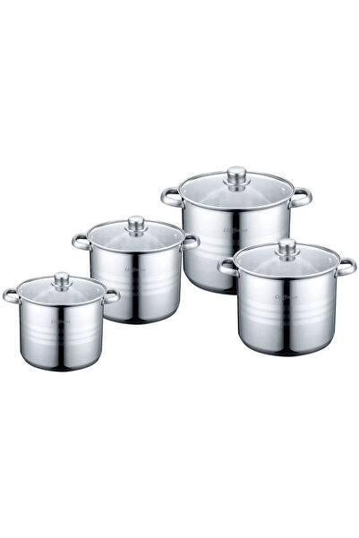 cheffinger Set 8 piese, cratite cu capac CF-SP08, inox, 20-22-26-28cm/9-7.2-1...