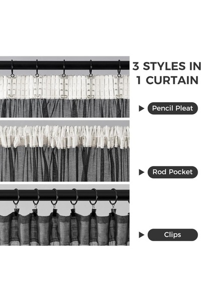 MIULEE Set 2 Semi-Opaque Curtains, 140 x 225 cm, Dark Gray - CN