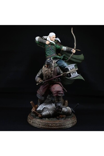FOLİNZA Yüzüklerin Efendisi Legolas ve Gimli Diorama Boyalı Figür 30 cm (Büyük Boy)