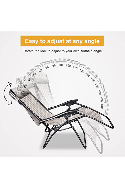 Cady One Portable Folding Adjustable Recliner Chair with Headrest and Durable Metal Frame