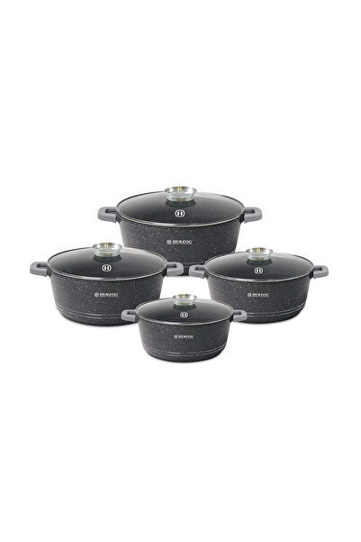 Herzog Set 4 cratite cu capac HR-5211, acoperire din marmura, 20-24-28-32cm/2...