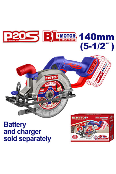 EMTOP Fierăstrău circular fără baterie și încărcător, 140 mm - ELCS1402,