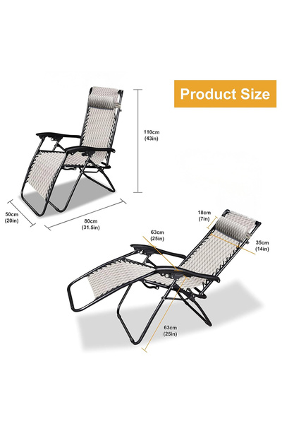 Cady One Portable Folding Adjustable Recliner Chair with Headrest and Durable Metal Frame