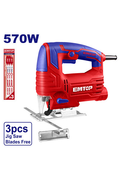 EMTOP Ferăstrău electric pendular 570W, 4 viteze, 3 lame de ferăstrău - EJSW5701,