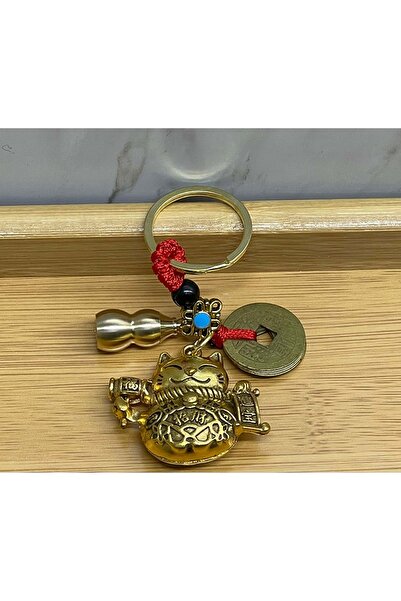 Store Metal Şans Ve Bereket Kedisi Anahtarlık 9 Cm