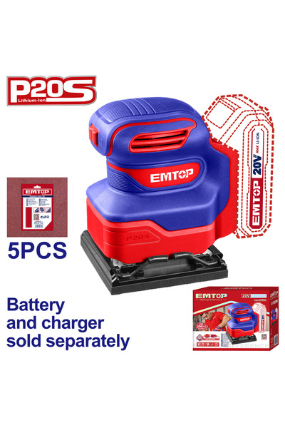 EMTOP Șlefuitor fără fir fără baterie și încărcător, 110x100mm - ELSHS2014,