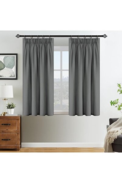MIULEE Set 2 Semi-Opaque Curtains, 145 x 132 cm, Dark Gray - CN