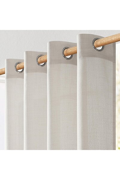 MIULEE Set 2 Draperii, 140 x 160 cm, Prindere cu Inele, Gri Nature - CN