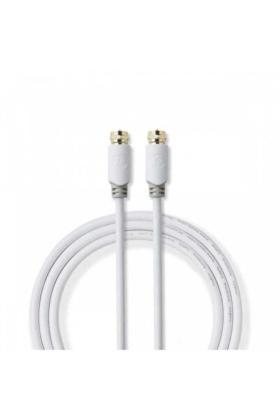 Nedis Cablu coaxial F tata - F tata 2m alb cupru dublu izolat