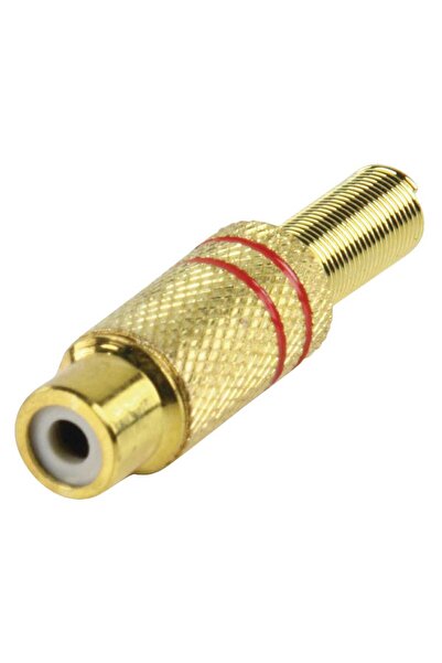 VALUELINE Conector RCA mamă cu inel metalic roșu de protecție auriu -
