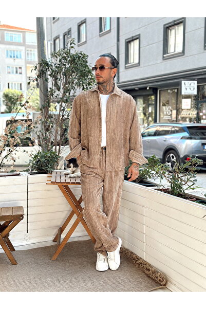 manch collection Set de supradimensionat piese din catifea cu efect maro