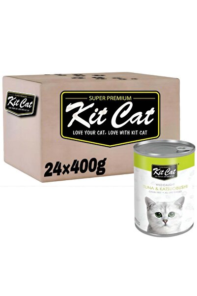 Kit Cat (عبوة من ٢٤) طعام قطط رطب بنكهة التونة والبونيتو ​​/ ٤٠٠ غرام