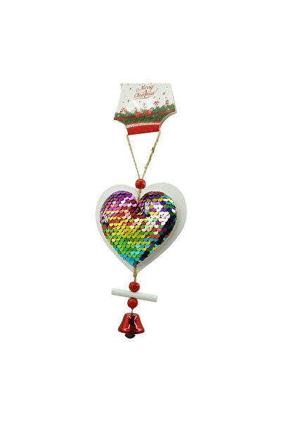 Toolsy Ornament de brad cu inimă și sclipici, Flippy, multicolor, lemn, 18 cm