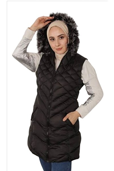 couis Women's Mid-Length Hooded Vest Size m