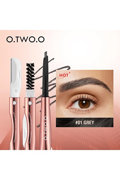 O.TWO.O Cosmetics 3-in-1 Eyebrow Pen with Scraper & Brush (Color#1 - Grey) ..as seen in picture..pls take note
