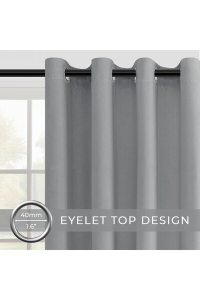 MIULEE Set 2 Draperii Blackout, 226 x 140 cm, Prindere pe sina cu Inele, Gri