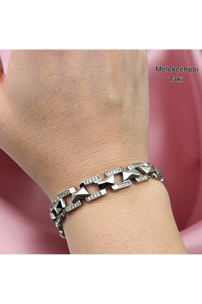 XUPING JEWELRY مجوهرات Melekcehobi Xuping سوار فضي اللون بتصميم هندسي مزخرف ب...