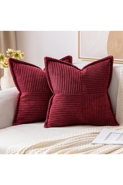 TIANSHU Set 2 Huse de Perna, 45 x 45 cm, Rosu