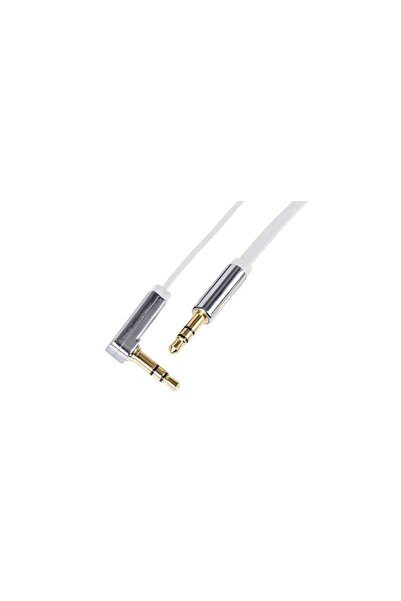 OEM Cablu audio auxiliar 1m JACK 3.5mm mascul la mascul la 90 de grade alb