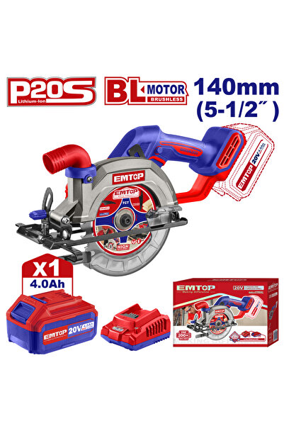 EMTOP Ferăstrău circular cu 1 baterie 4.0AH, 140mm - ELCS14021,