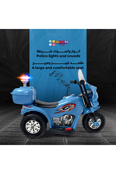 ALBADER Electric Motorcycle Ride‑On 6 V for Kids with Police Lights, Electric Police Motorcycle, Ride Bike