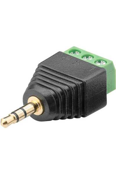 goobay 3-pin terminal block adapter with screw terminal block to 3.5 mm male 3-pin stereo jack 76745